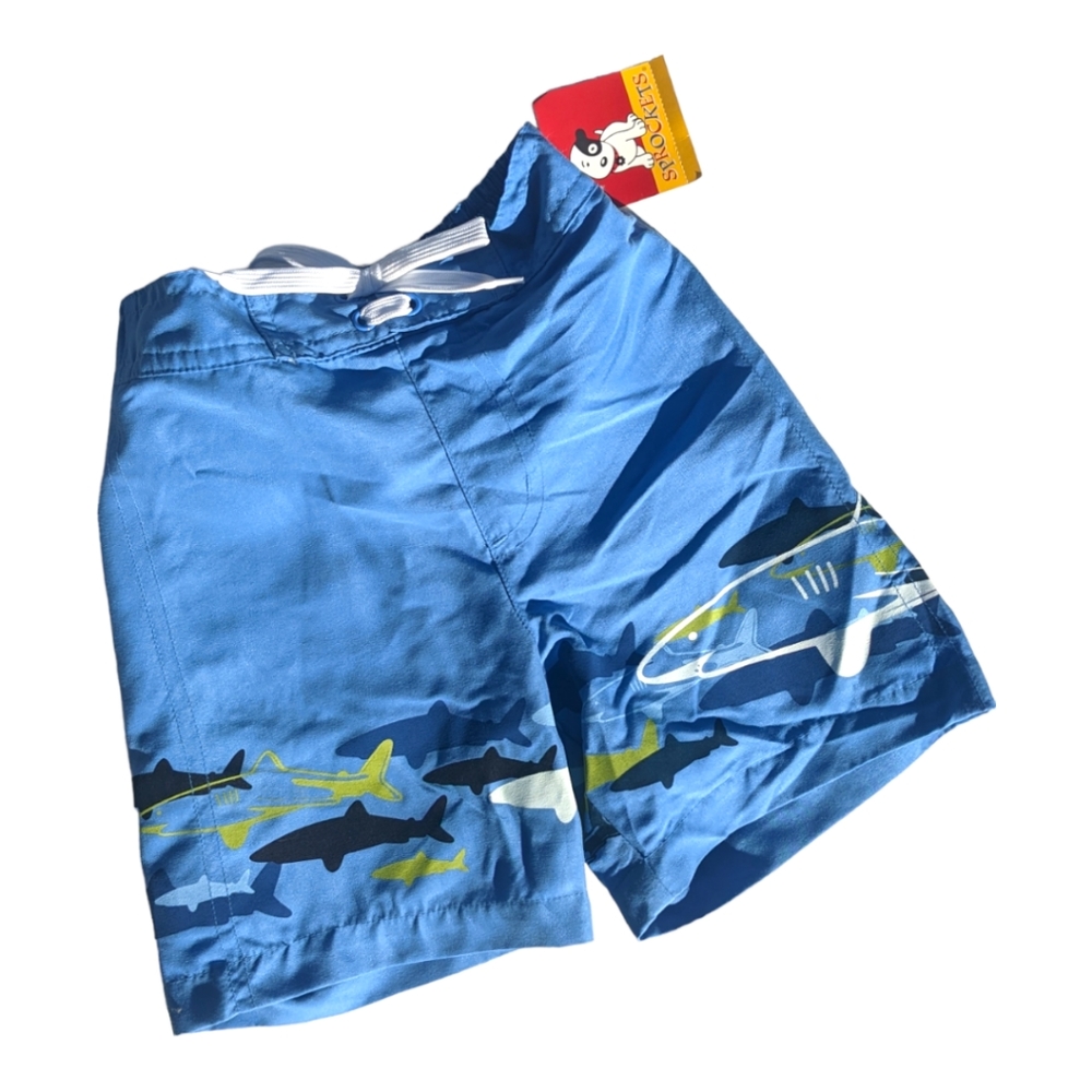 Sprockets Boys 2T Sharks Blue Swim Trunks
